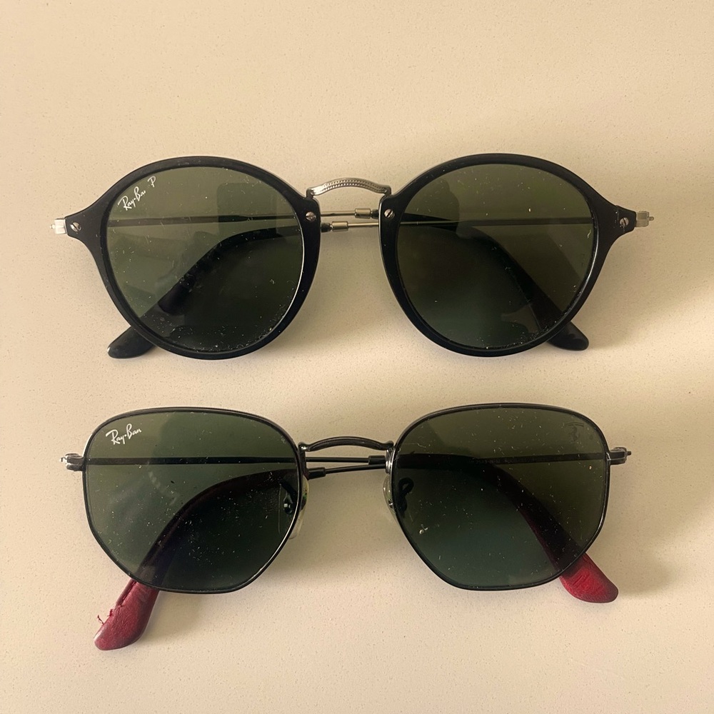 Two pairs of Ray Ban sunglasses; good conditioning, just needs some tightening.